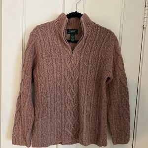 Lauren Ralph Lauren Mauve Cable Knit Turtleneck Sweater